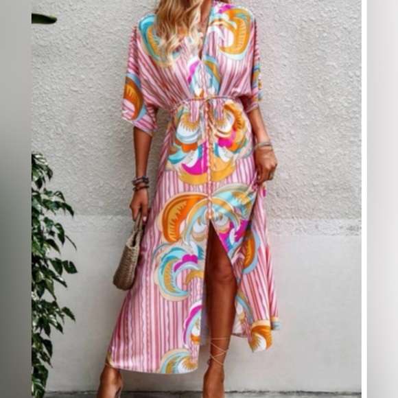 Lilly’s Kloset maxi dress M medium summer dress buttoned down​​​​ - Picture 1 of 7